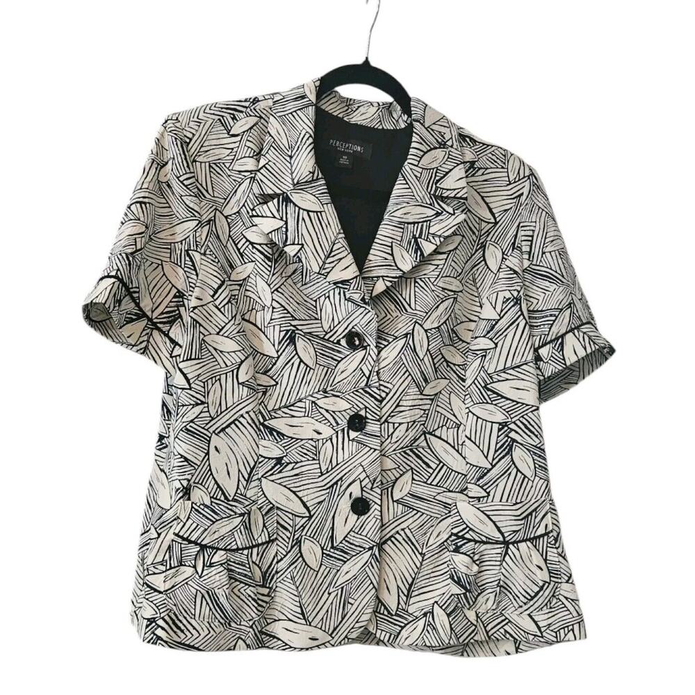 NWT Perceptions New York Womens Size 18 Short Sleeve Button Down Top Pockets